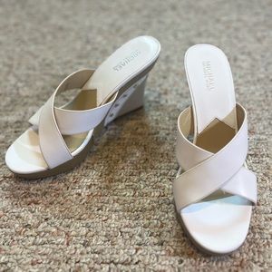 Michael Kors Women's Leather Cross Strap Wedge Sandals Size 8.5